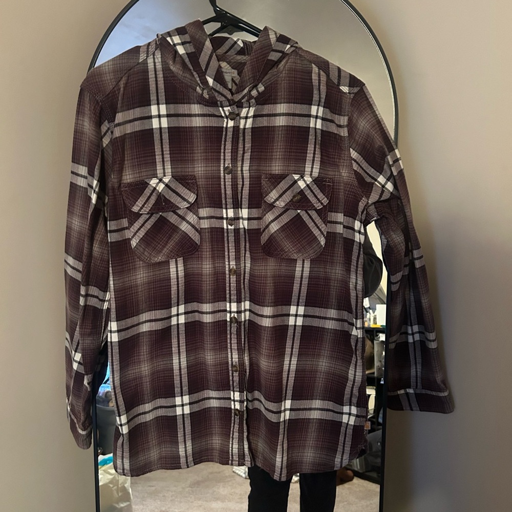 Carhartt Casual Button Down Shirt Brown and White